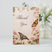 Butterflies en  Almond Blossom Dank u wel Bedankkaart (Staand voorkant)