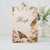 Butterflies en  amandelblauw RSVP (Staand voorkant)