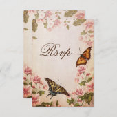 Butterflies en  amandelblauw RSVP (Voorkant / Achterkant)