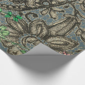 BUTTERFLIES EN ANTIEK LACE PATTERN GIFT WRAPPING CADEAUPAPIER (Hoek)