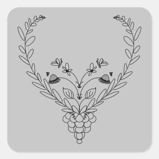 Butterflies en bijen vierkante sticker (Voorkant)