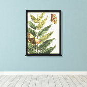 Butterflies en bladeren met zwart Lijst Canvas Afdruk (Insitu (Houten vloer))