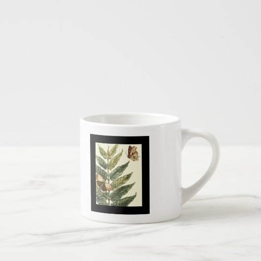 Butterflies en bladeren met zwart Lijst Espresso Kop (Rechts)