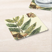 Butterflies en bladeren met zwart Lijst Kartonnen Onderzetters (Schuin)