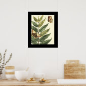 Butterflies en bladeren met zwart Lijst Poster (Keuken)