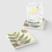 Butterflies en bladeren met zwart Lijst Stenen Onderzetter (Zijkant)