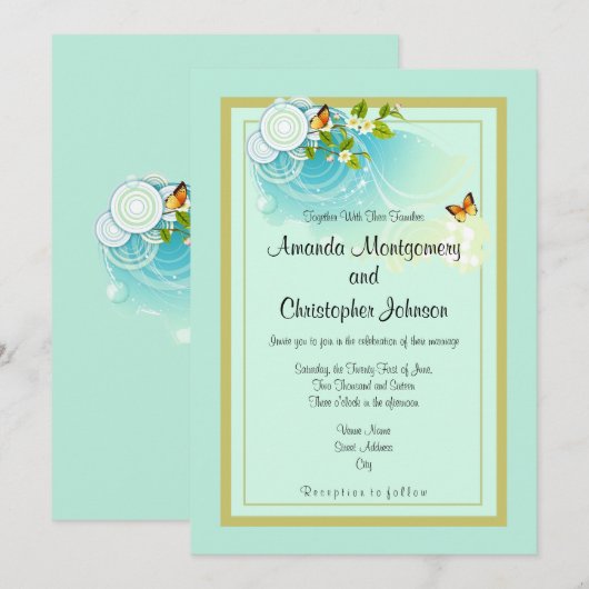 Butterflies en Bloedbloesems Weddenschap Kaart (Voorkant / Achterkant)