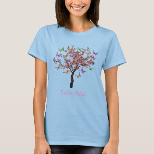 Butterflies en bloeiende boom op maat t-shirt (Voorkant)