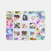 Butterflies en bloemen 9 Foto Collage Monogram Fleece Deken (Voorkant (Horizontaal))