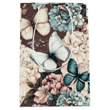 Butterflies en bloemen bruine decor