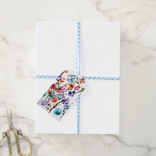 BUTTERFLIES EN BLOEMEN CADEAULABEL (Met Touw)