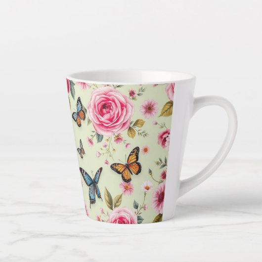 Butterflies en bloemen latte mok (Rechts)