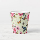 Butterflies en bloemen latte mok (Voorkant)