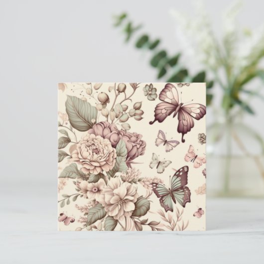 Butterflies en bloemen pasteldecor (Staand voorkant)