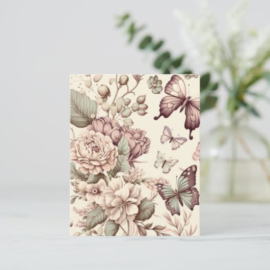 Butterflies en bloemen pasteldecor (Staand voorkant)