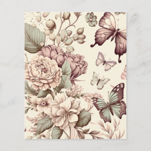 Butterflies en bloemen pasteldecor (Achterkant)