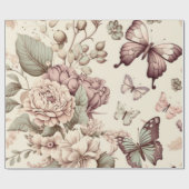 Butterflies en bloemen pasteldecor cadeaupapier (Vlak)