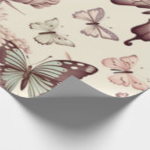 Butterflies en bloemen pasteldecor cadeaupapier (Hoek)
