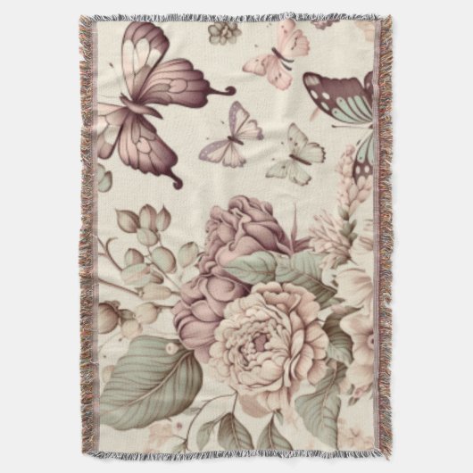 Butterflies en bloemen pasteldecor deken (Voorkant Verticaal)