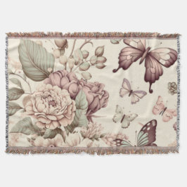 Butterflies en bloemen pasteldecor deken