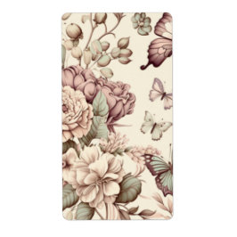 Butterflies en bloemen pasteldecor etiket