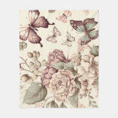 Butterflies en bloemen pasteldecor fleece deken (Voorkant)