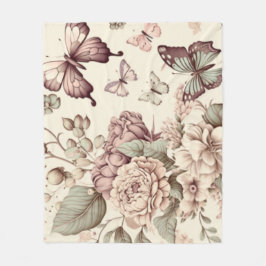 Butterflies en bloemen pasteldecor fleece deken