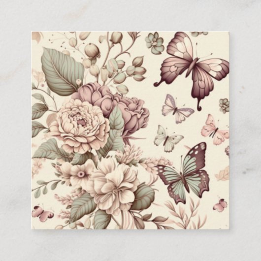 Butterflies en bloemen pasteldecor informatiekaartje (Achterkant)