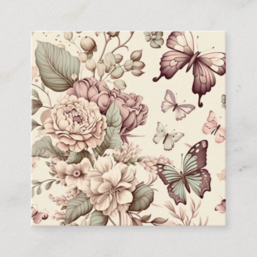 Butterflies en bloemen pasteldecor informatiekaartje (Voorkant)