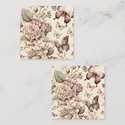 Butterflies en bloemen pasteldecor informatiekaartje (Voorkant / Achterkant)