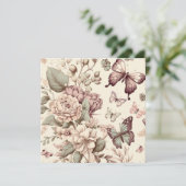 Butterflies en bloemen pasteldecor kaart (Staand voorkant)