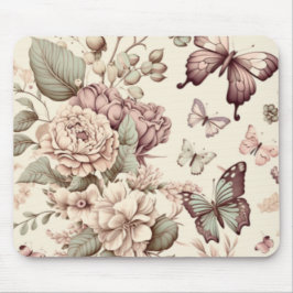 Butterflies en bloemen pasteldecor muismat
