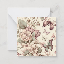 Butterflies en bloemen pasteldecor notitiekaartje