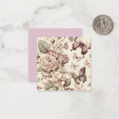 Butterflies en bloemen pasteldecor notitiekaartje (Voorkant / Achterkant in situ)