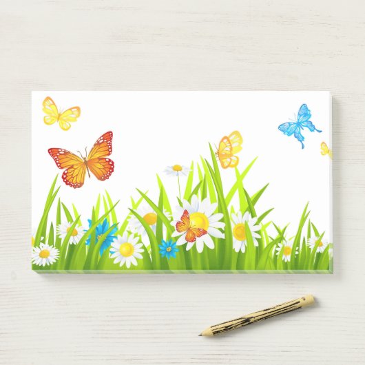 Butterflies en bloemen post-it® notes (Op bureau)