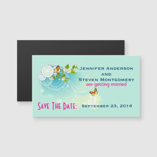 Butterflies en bloesems bewaren de datum (Voorkant / Achterkant)