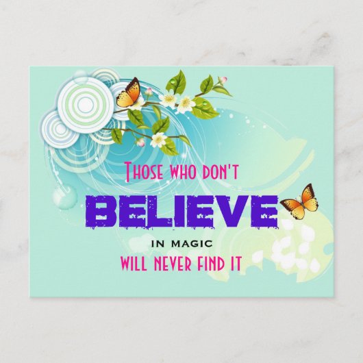 Butterflies en bloesems met een Magic Quote Briefkaart (Voorkant)