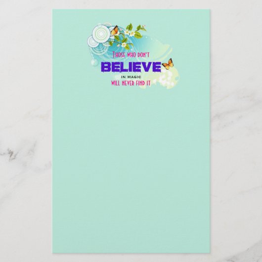 Butterflies en bloesems met een Magic Quote Briefpapier (Voorkant)