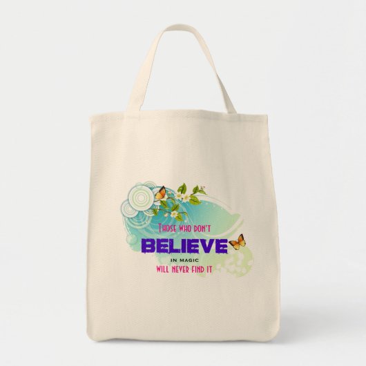 Butterflies en bloesems met een Magic Quote Tote Bag (Voorkant)