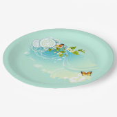 Butterflies en bloesems papieren bordje (Gekanteld)