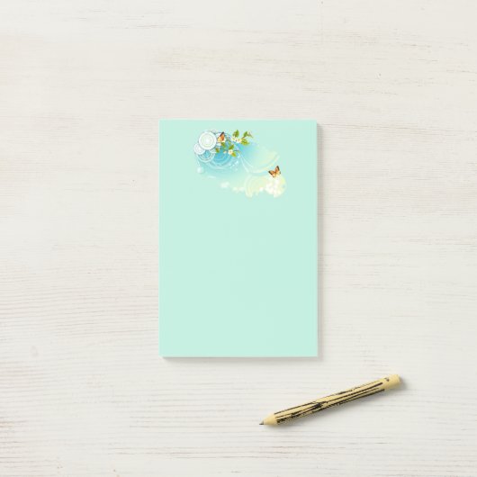 Butterflies en bloesems post-it® notes (Op bureau)