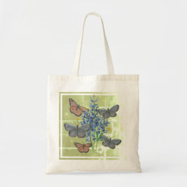 Butterflies en Bluebonnets op Green Square Tote Bag