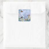 Butterflies en Blues Vierkante Sticker (Tas)