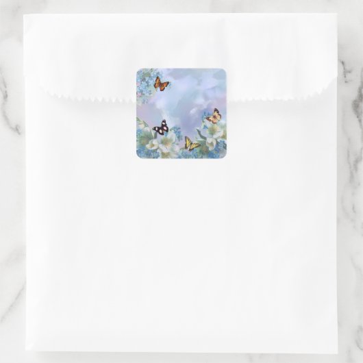 Butterflies en Blues Vierkante Sticker (Tas)