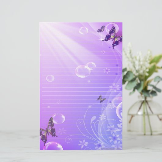 Butterflies en Bubbles Briefpapier (Staand voorkant)