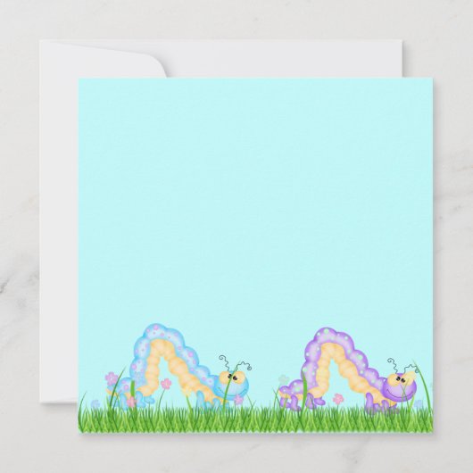 Butterflies en caterpilaren verjaardagsuitnodiging kaart (Achterkant)