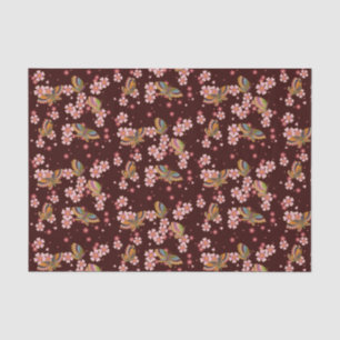 Butterflies en Cherry Blossom Showers Maroon Tissuepapier