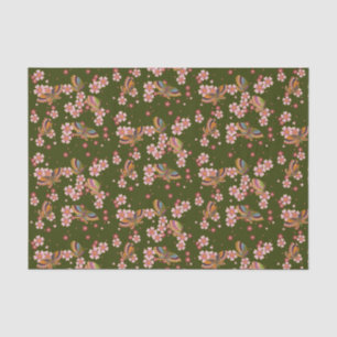 Butterflies en Cherry Blossom Tea Green Tissuepapier