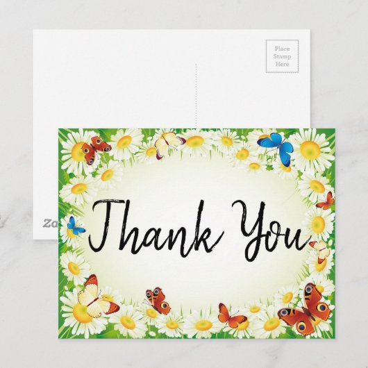 Butterflies en Daisies Briefkaart (Voorkant / Achterkant)