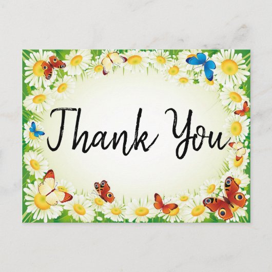 Butterflies en Daisies Briefkaart (Voorkant)